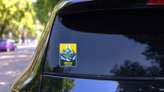 Skiing Mountain Poster Sticker on a Rear Car Window (New) example