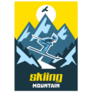 Skiing Mountain Poster Sticker