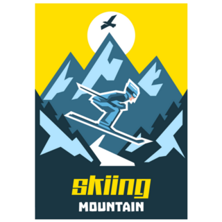 Skiing Mountain Poster Sticker