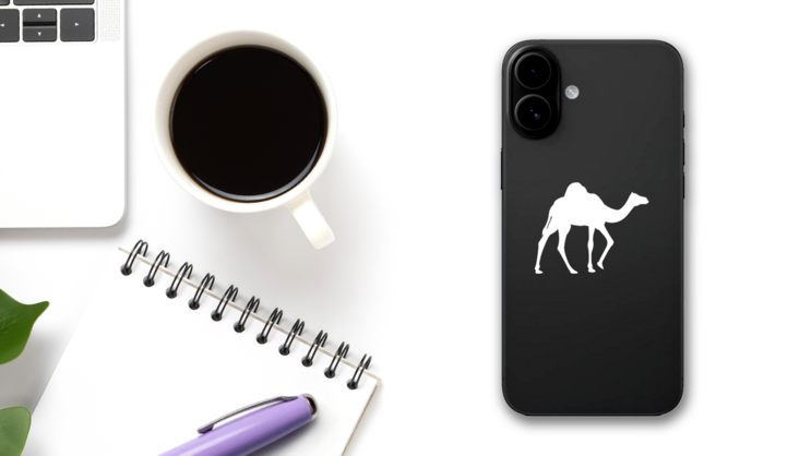 Skilled Camel Sticker on a Phone (New) example