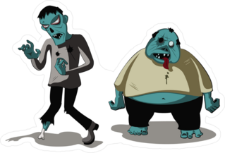 Skinny And Fat Cartoon Zombies Sticker