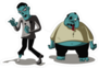 Skinny And Fat Cartoon Zombies Sticker