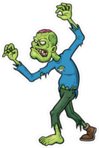Skinny Cartoon Zombie Sticker