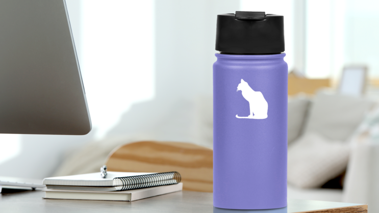 Skinny Cat Sticker on a Water Bottle (New) example