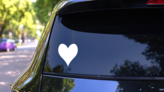 Skinny Heart Shape Sticker on a Rear Car Window (New) example