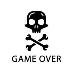 Skull and Crossbones Game Over Transfer Sticker