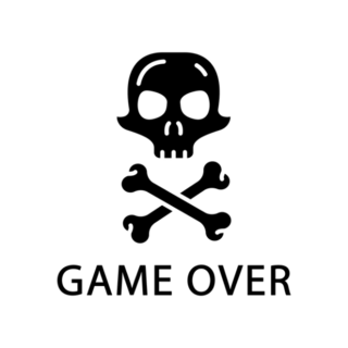 Skull and Crossbones Game Over Transfer Sticker