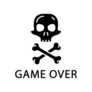Skull and Crossbones Game Over Transfer Sticker