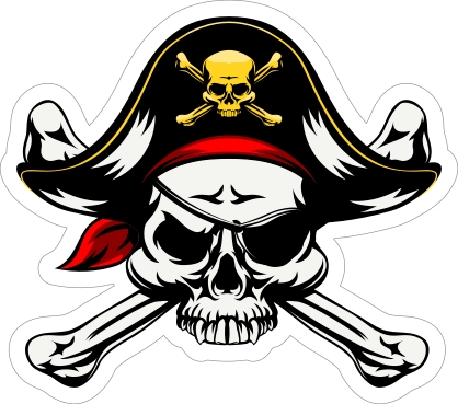 Skull And Crossbones Pirate With Hat Sticker