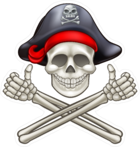Skull And Crossbones Thumbs Up Pirate Sticker