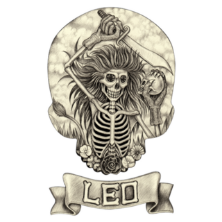  Skull Art Zodiac Leo Sticker