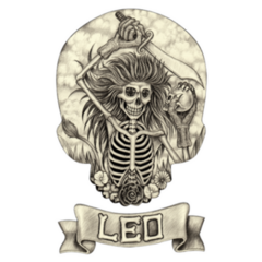  Skull Art Zodiac Leo Sticker