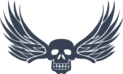 Skull Head With Wings Sticker