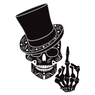 Skull Icon Gentleman With Middle Finger Sticker