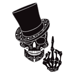Skull Icon Gentleman With Middle Finger Sticker