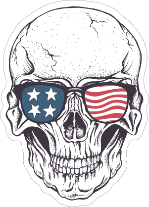 Skull In American Flag Sunglasses Sticker