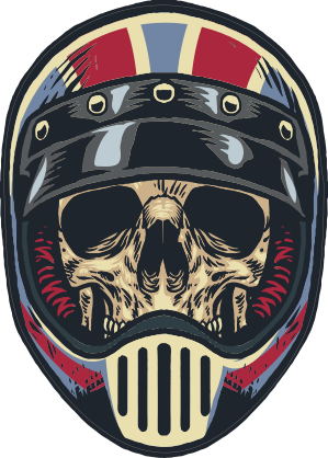 Skull In American Helmet And Visor Sticker