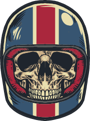 Skull In American Helmet Sticker