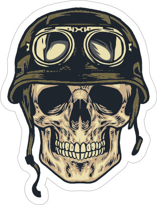 Skull In Army Helmet Sticker