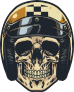 Skull In Checkered Stripe Helmet Sticker