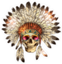Skull in Feather Headdress and Sunglasses Sticker