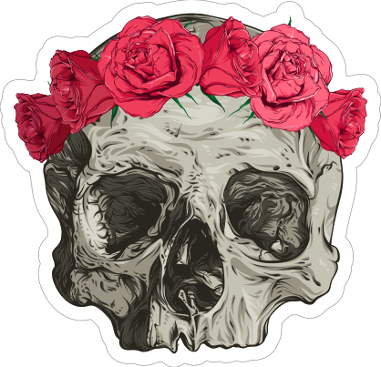 Skull In Flower Headband Sticker