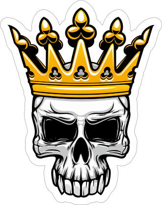 Skull In Gold Crown Sticker