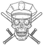 Skull In Police Cap and Crossed Batons Sticker