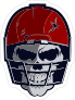 Skull in Red Cracked Football Helmet Sticker