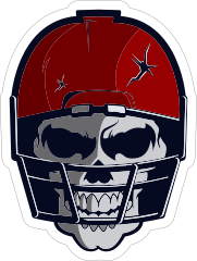 Skull in Red Cracked Football Helmet Sticker