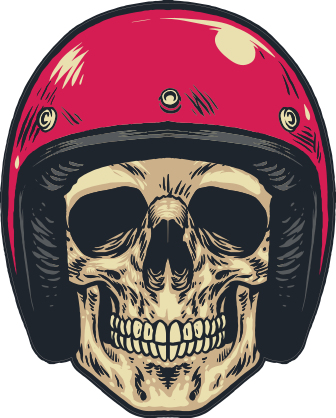 Skull In Red Helmet Sticker