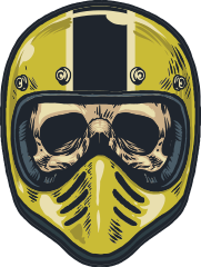 Skull In Yellow Helmet Sticker