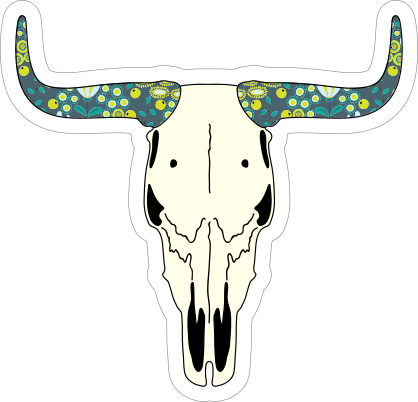 Skull Of Bull Cow With Painted Horns Sticker