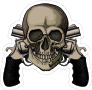 Skull on Top of Two Crossed Pistols Sticker