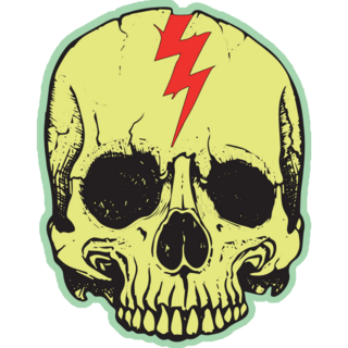 Skull Red Lightning Bolt Sticker