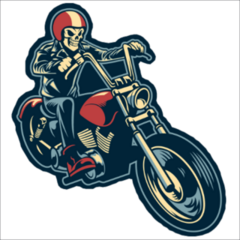 Skull Riding a Big Motorcycle Sticker