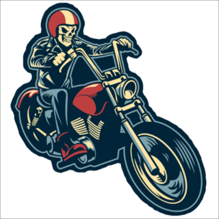 Skull Riding a Big Motorcycle Sticker