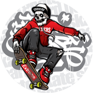 Skull Riding Skateboard Sticker