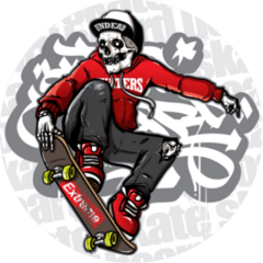 Skull Riding Skateboard Sticker
