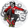 Skull Riding Skateboard Sticker