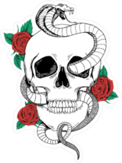 Skull, Roses And Cobra Sticker