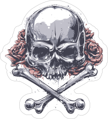 Skull Shattering with Roses Sticker