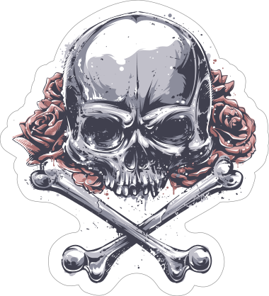 Skull Shattering with Roses Sticker