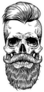 Skull Tattoo With Mustache And Beard Sticker