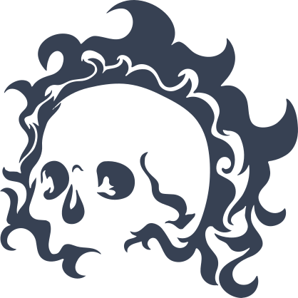 Skull With Flame Hair Sticker