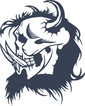 Skull With Horns And Hair Sticker