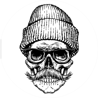 Skull With Mustache And Beanie Sticker