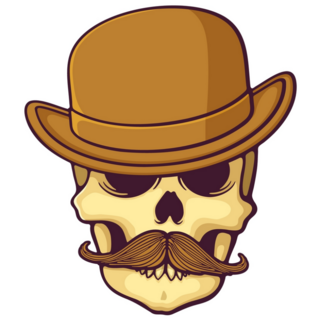 Skull With Mustache Sticker