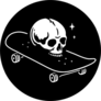 Skull With Skateboard Logo Sticker