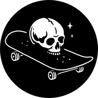 Skull With Skateboard Logo Sticker